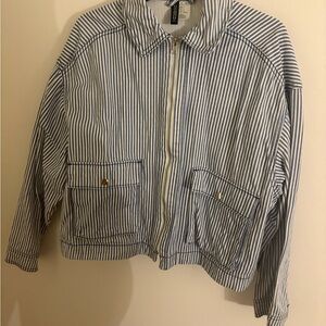 H&M Navy and White Striped Jacket
